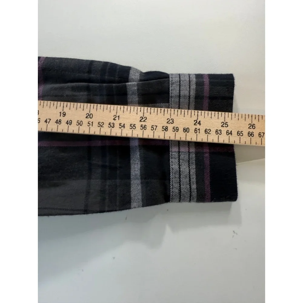 The North‎ Face Mens Plaid Flannel Shirt Long Sleeve Black Grey Purple Large NEW